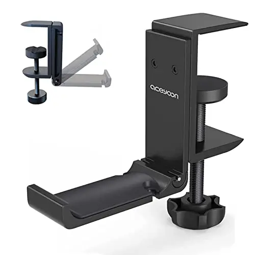 aceyoon Soporte Cascos Plegable, Headphone Stand Universal Soporte Auriculares Protección Silicona Headset Stand Instalación Simple con Organizador de Cable para Cascos Gaming,Auriculares (Negro)