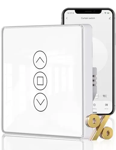 MOES Interruptor de Persianas Inteligente WiFi 2.5D, Control de Persianas con Ajuste de Porcentajes, Temporizador y Control por Voz, Compatible con Alexa y Google Home, Requiere Cable Neutro