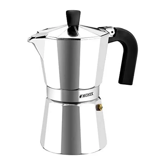 Monix Vitro Express | Cafetera de aluminio 6 tazas, apta para todo tipo de cocinas excepto inducción
