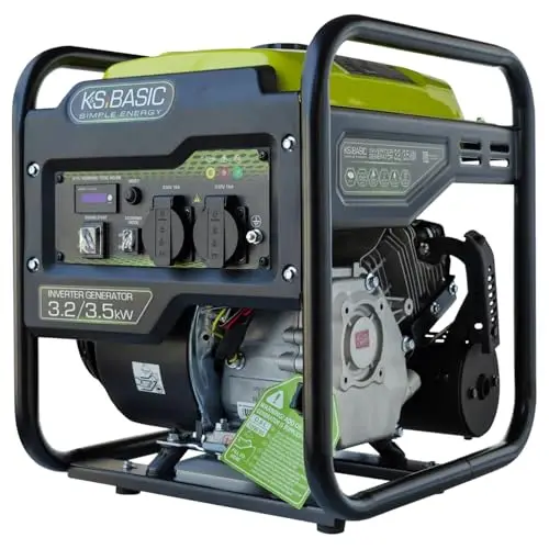 Könner & Söhnen KSB 35i - Generador de corriente de gasolina de 4 tiempos, 7 CV con regulador automático de voltaje, protección contra falta de aceite,3500 W, 2 x 16 A (230 V) Euro V