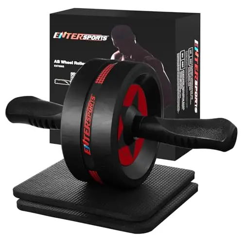 EnterSports Rodillo abdominal 6 en 1 con cinta de fitness, flexiones, esterilla para rodillas, equipo de fitness para entrenar los músculos abdominales, ideal para hombres y mujeres en casa