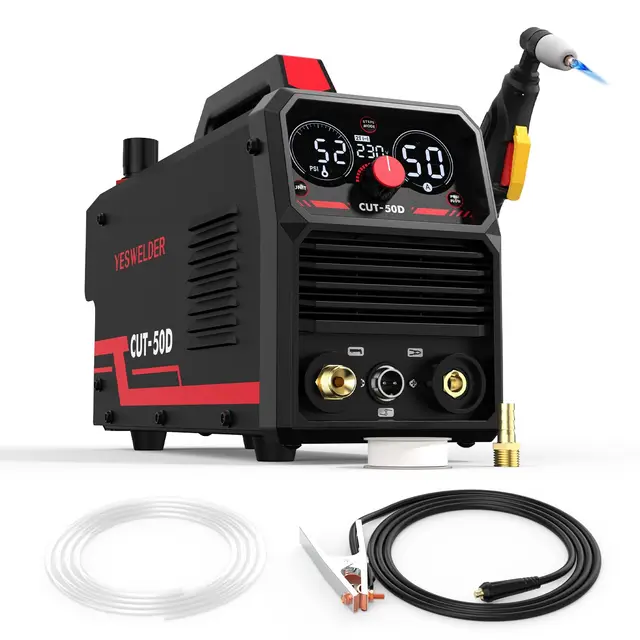 YESWELDER 50Amp Cortadora Plasma HF, Arco no Piloto Gran Pantalla Digital LED, Máx. Espesor de Corte 20mm, 230V Máquina de Corte por Plasma