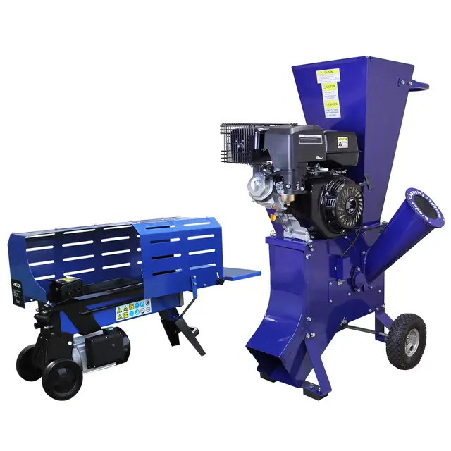 Cortadora de Troncos 5T y Cortadora de Madera a Gasolina Hidráulica 15HP 3L 2000W 2 Cuchillas Trituradora de Jardín 4 Tiempos 196cc| 370mm Longitud Máxima de Tronco
