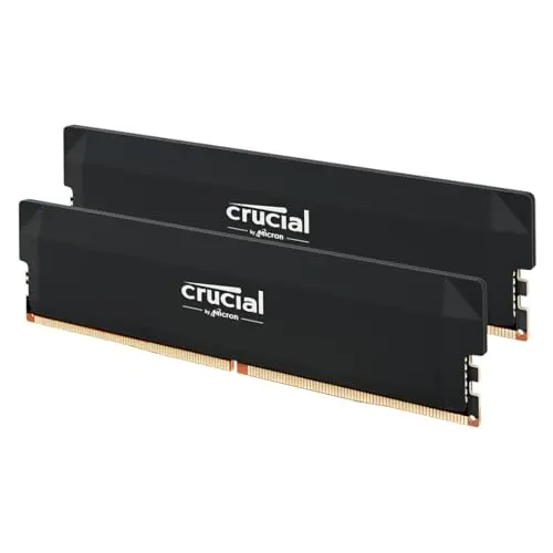 Crucial Pro RAM DDR5 64GB (2x32GB) 6400MHz CL40, Overclocking Gaming, Intel XMP 3.0 / AMD Expo, PC Memoria, Negro - CP2K32G64C40U5B