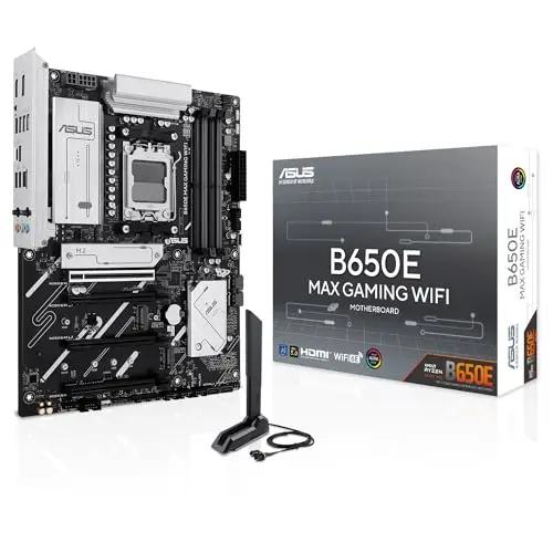 ASUS B650E MAX Gaming WiFi - Placa Base AMD B650 ATX, DDR5, PCIe 5.0, Tres Ranuras M.2, Wi-Fi 6E, Realtek 2.5Gb Ethernet, DisplayPort, HDMI, USB 10 Gbps Tipo-A y Tipo-C, BIOS Flashback, Aura Sync