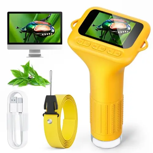 Microscopio Digital para niños, SKYBASIC, minicámara con Zoom de 1000x y Pantalla de 2 Pulgadas, cumpleaños para niños de 6, 7, 8, 9, 10, 11 y 12 años.