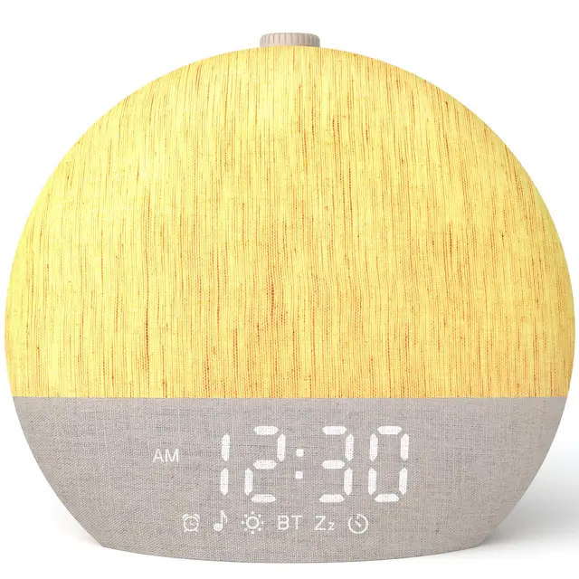 LIORQUE Despertador Amanecer, Despertador Luz Natural Simulación de Amanecer, 17 Modos de Luz, 30 Sonidos Relajantes, Modo de Ayuda para Dormir, Conexión Bluetooth, Función Alarma y Snooze