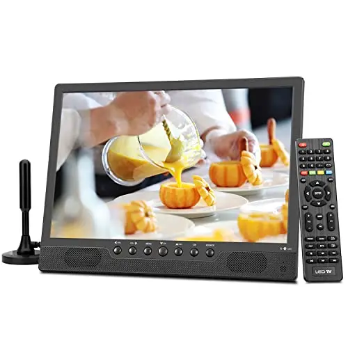KCR TV Digital DVB-T2 portátil de 14,0 Pulgadas, Freeview, batería Recargable, Puerto USB, Toma de Auriculares, Mando a Distancia, Entrada AV, Entrada HDMI