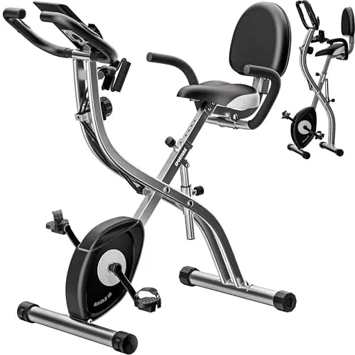 Bicicleta Estática Plegable Ergómetro Resistencia Pantalla LCD Silenciosa Altura Ajustable en 7 Posiciones 2 Bandas Fitness Ahorro Espacio Bici Interior Casa Máx. 140 Kg Modelo a Elegir