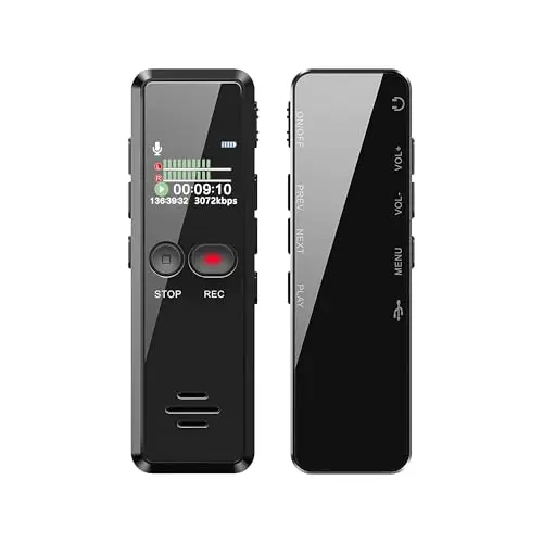 Grabadora de Voz Digital, Grabadora Audio con Una Tecla Mejorada,8G 1536 Kbps HD Grabadora de Sonido con Reproductor de MP3,USB Recargables para Conferencias Reuniones Entrevistas