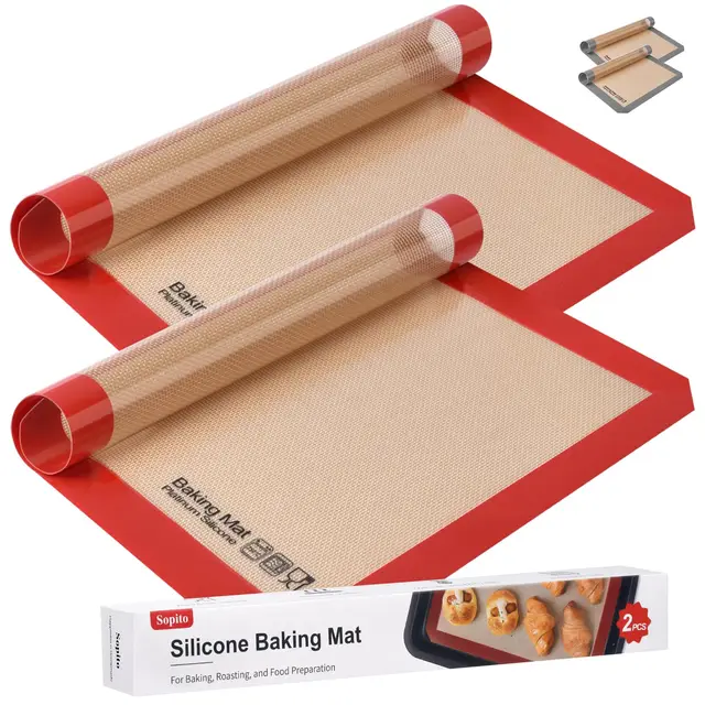 Tapete de Silicona Antiadherente Para Hornear, Sopito 2pcs 41,9 X 29,5 cm Tapete Silicona Horno, Reutilizable, Resistente al Calor