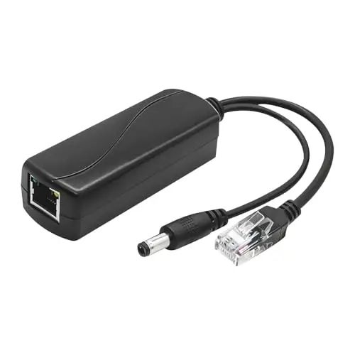 Divisor PoE Gigabit 48V a 12V DC 2A, Splitter PoE Activo IEEE 802.3af, Conector DC 5.5 x 2.1mm, Adaptador PoE para IP Cámara, Ap, Smart Home, 10/100 Mbps hasta 100 Metros