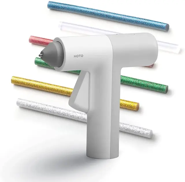 HOTO Pistola Silicona Caliente Inalámbrica, 10 Barras, Calentamiento 30S, USB Recargable, Apagado Inteligente, Perfecta para Pistola Silicona Manualidades y Proyectos con Pistola Pegamento Caliente