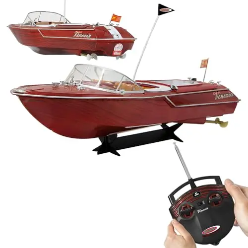 Jamara 040390 - Venezia 2 Canal 40Mhz - 2 Motores, Le hélices se giran Solamente en Agua, Tapa con Cerradura rapida, Ejes de propulsión
