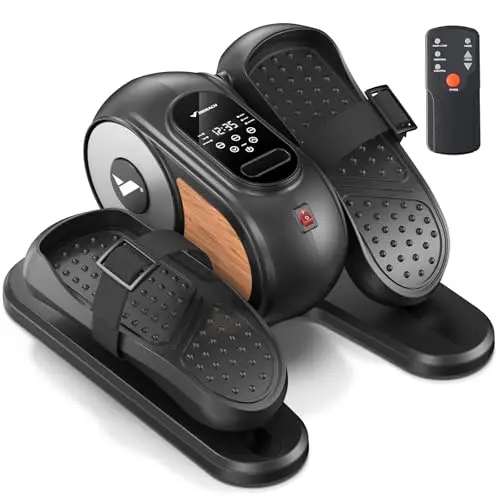 MERACH Máquina Elíptica Mini, Elíptica Silenciosa y Portátil para Hogar y Oficina, con Múltiples Niveles Ajustables, Pantalla LCD, Correas para Piernas, Adecuada para Mayores y Adultos