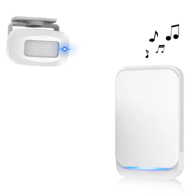 Aktivstar Sensor de Movimiento con Sonido Alarma para entradas/Sensor de Movimiento para Casa y Comercios,Timbre Inalámbrico para Puerta,Alarma de Seguridad,Detector de Presencia Portátil,(Blanco)
