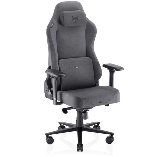 VALK Freya Elite - Silla Gaming Ergonómica de Tela Transpirable, Cojines Viscolátex de Nueva Generación, Reclinable 160º, Reposabrazos 4D, Diseñada en España, Silla Gamer y Oficina (Gris Antracita)