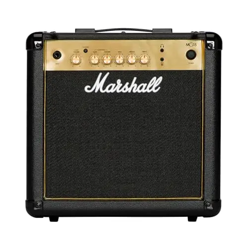 Marshall MG15G Amplificador de práctica adecuado para guitarra eléctrica, negro y dorado, Standard, 15W