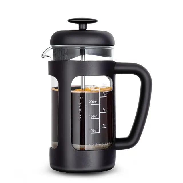 Easyworkz Cafetera de prensa francesa con vidrio de borosilicato resistente al calor, 350 ml