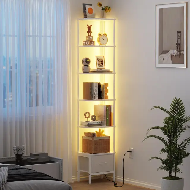 oyrreu librería esquina 6 baldas led