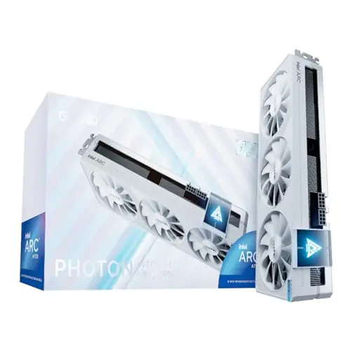 GUNNIR Intel Arc A770 Photon 16 GB OC GDDR6 2400 MHz Triple Fan Tarjeta gráfica, 2400 MHz GDDR6, 3xDP 2.0 + HDMI 2.0, GPU Intel para juegos 4K y creación de contenido y VR (blanco)