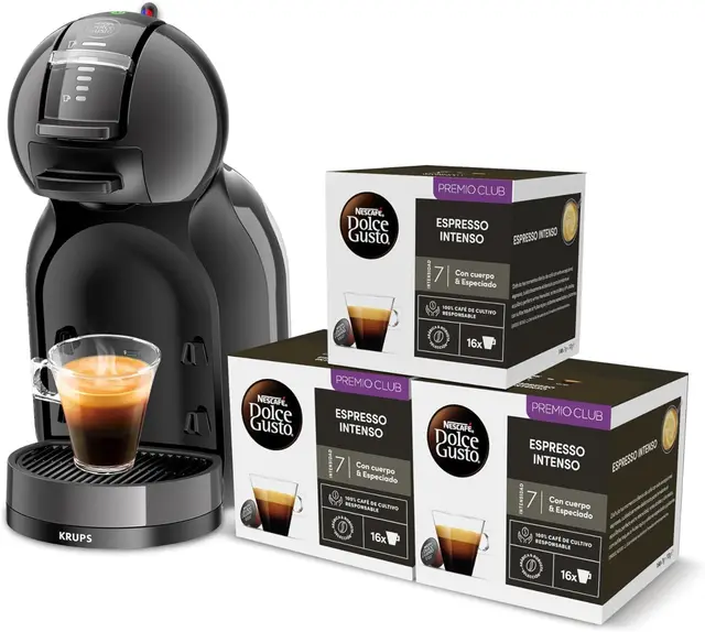 Krups Nescafé Dolce Gusto Mini Me, negro, automático, calidad profesional, presión 15 bares, gran variedad de bebidas frías y calientes, 0.8 L, 1500 W, incluye 3 packs de café intenso, KP1238CAS