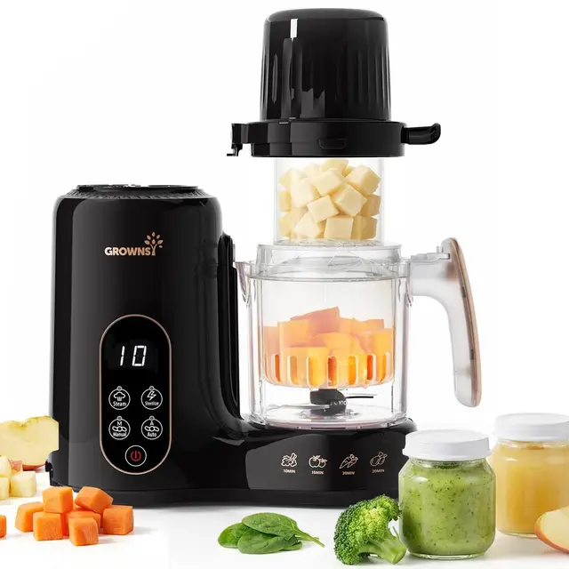Grownsy Robot de Cocina para Bebé 6 en 1 con Doble Cesta Vapor - Cocina al Vapor, Tritura, Esteriliza, Descongela y Calienta, Comida Casera Saludable, Sin BPA