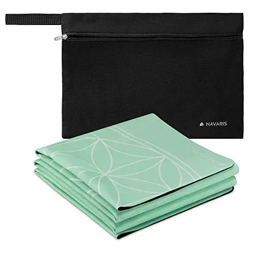Navaris Esterilla de Yoga Plegable - Alfombra de Gimnasia Antideslizante de 183 x 61 x 0.15 CM - Colchoneta Deportiva para Pilates Ejercicio - Azul