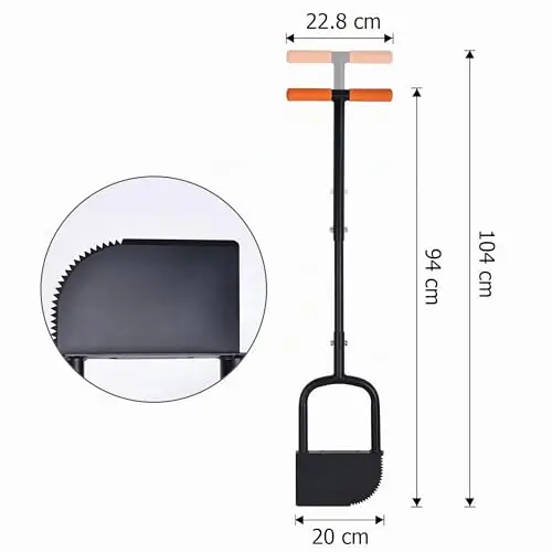 BARAYSTUS Cortador de bordes con dientes de sierra para césped, herramienta de borde de césped de mango largo, cortador de bordes con dientes de sierra en forma de media luna, herramienta de borde de