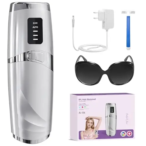 Depiladora Laser, Depiladora Luz Pulsada con Refrigeración, Depiladora Laser IPL, 999,900 Flashes, 3 Niveles de Energía, Luz Pulsada para Mujer y Hombre, Bikini, Axilas, Cara, Bikini y Cuerpo