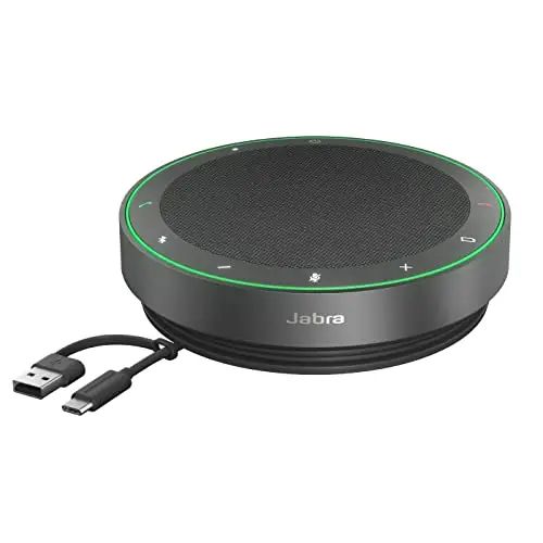 Jabra Speak2 75 Altavoz inalámbrico Bluetooth para el Trabajo, 4 micrófonos con cancelación de Ruido, Altavoces de 65 mm - Nueva función de conexión -USB-A y USB-C, Zoom y Google Meet, Gris Oscuro