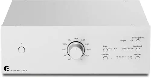 Pro-Ject Phono Box DS3 B - Previo de Phono MM y MC. Salidas Audio RCA y XLR. Entradas Audio 2RCA, Mini XLR y XLR (balanc). Posibilidad conectar Dos Tocadiscos a la Vez. Filtro Subsónico. Color Plata.