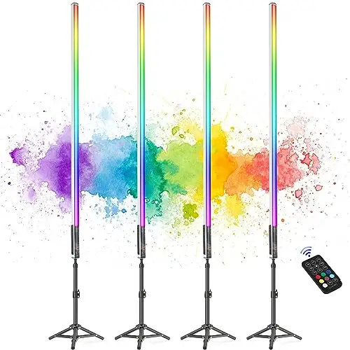 LUXCEO - 4 Barras de luz LED portátiles para vídeo Mood1, Regulable y Memoria, batería integrada de 2000 mAh, 120 cm RGB para Youtube, TikTok, Streaming de Juegos, Bar de Fiesta, iluminación de Fotos