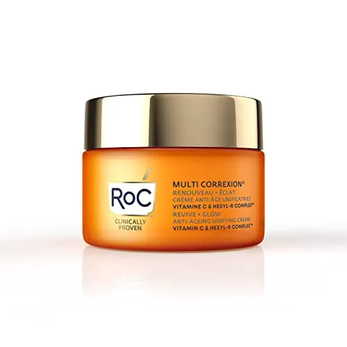 RoC - Multi Correxion Revive + Glow Crema Unificante de Vitamina C - Suaviza las Arrugas - Mejora el Tono y la Textura de la Piel - Previene las Manchas Oscuras - 50 ml