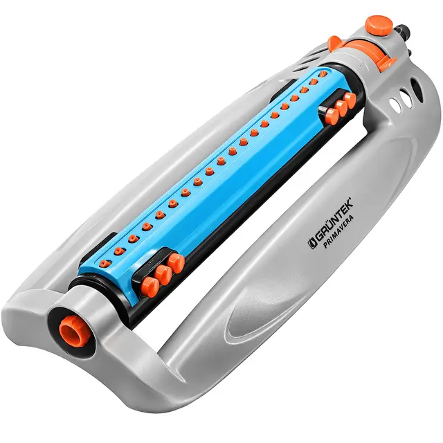GRÜNTEK Aspersor de Riego Césped Oscilante Automatico para Jardín Largo Alcance 18 x 19m con Motor Turbo (105 m² - MAX. 462 m²) - Riego Grandes Superficies
