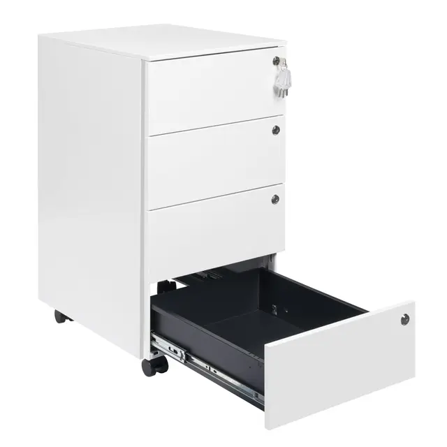 Archivador Móvil de 4 Cajones, Cajonera con Cerradura, Archivador Dbajo del Escritorio Para Oficina, Completamente Ensamblado, Con 4 llaves