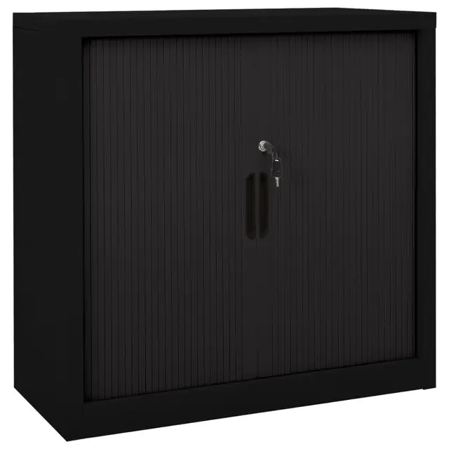 Armario archivador metalico Armario con Puerta Corredera Oficina Armario Oficina Muebles Oficina con Llaves, 2 Estantes Ajustables 90 x 40 x 90 cm-Negro-