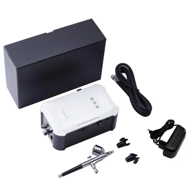 CYBERNOVA Mini Compresor Aerograph Set con Pistola Doble 0,4 mm Kit Aerógrafo Kit para Maquillaje Decoración de Pasteles Artesanía Nail Art
