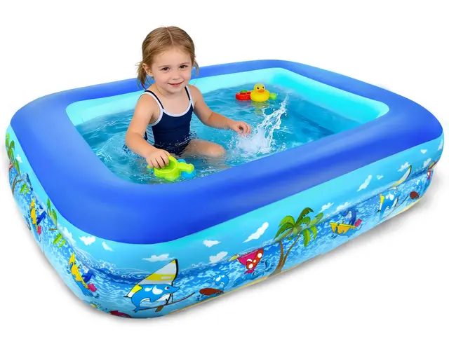 Piscina Hinchable Rectangular Pequeña, 120 cm Piscina Infantil Inflable, Piscinas Hinchables, Piscinas Rectangulares para Interior, Exterior, Jardín, Patio, Resistente y Antideslizantes
