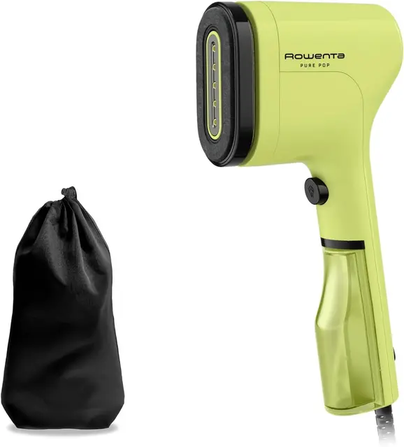 Rowenta Pure Pop - Plancha de vapor vertical de 1300 W con salida de vapor de hasta 20 gr/min que plancha y purifica, elimina pelusas y pelo, cabezales reversibles, diseño para viaje, lima DR2025F0