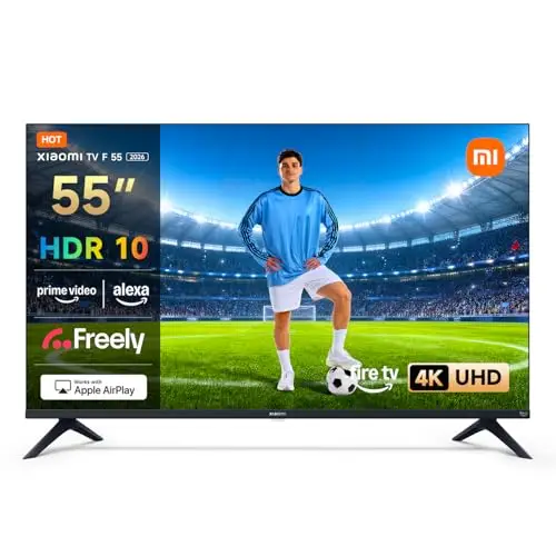 XIAOMI TV F 55, 55 Pulgadas (140 cm), 4K UHD, Smart TV, Fire TV, HDR10, MEMC, 60Hz con Modo Game Boost de 120Hz, Control de Voz Alexa, 2GB+32GB, Funciona con Apple AirPlay