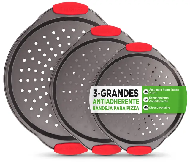 nutrichef ncpzpn3gr set 3 palas pizza