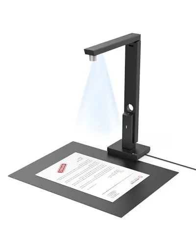 CZUR Lens 1200 Pro Escáner de Documentos Portátil, Escáner Vertical para Documentos, Escáner Plano A4, OCR Rápido 1 s/Página, Cámara de Escaneo de 12 MP, Fácil de Usar para Mac y Windows