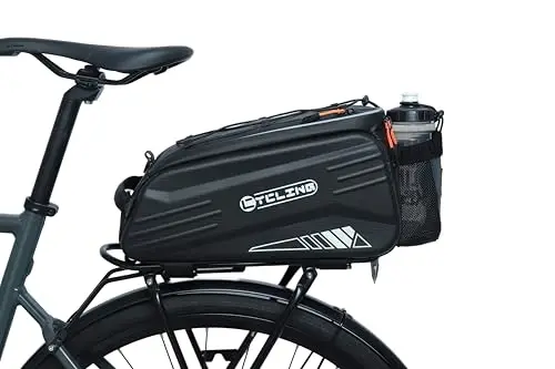 Bolsas para bicicleta HOMPER para portaequipajes trasero, bolsa de sillín de 9L impermeable y reflectante con correa para hombro para bicicleta MTB E-Bike, negra