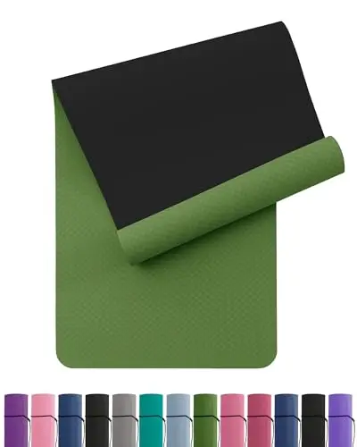 Oak & Tea Yoga Mat Thick Non Slip Yoga Mats for Women Men Exercise Mats for Home Gym with Carry Strap TPE Eco Friendly Workout Mat for Yoga Meditation Pilates 183x61x0.6cm