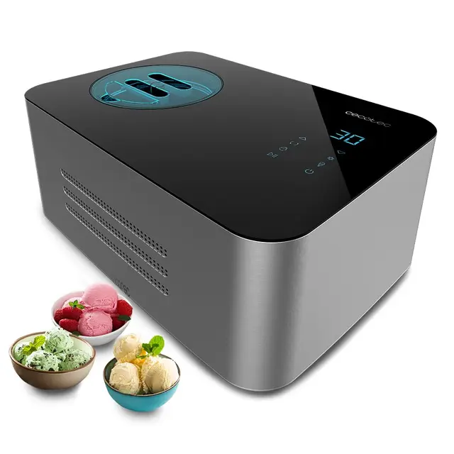 Cecotec Heladera con Compresor de 1,5 L Gelacy 1500 Touch. 150 W, Máquina de hacer Helados, Pantalla Táctil, Ventana de Control, Motor Extraíble, Helados en 30 minutos