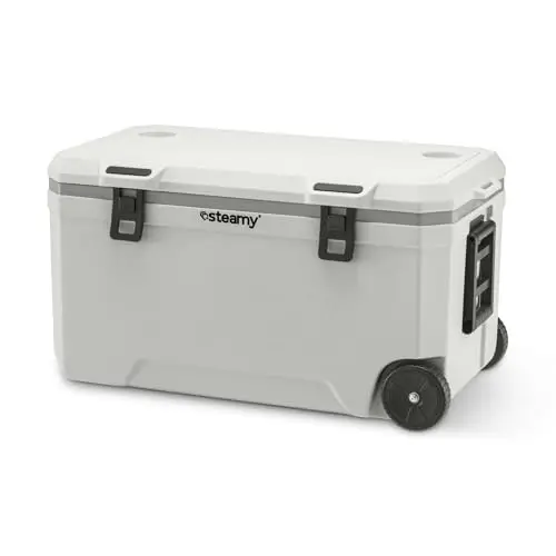 Steamy Marine 120 Nevera Pasiva con Ruedas, 120 litros, Blanco
