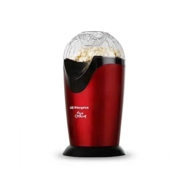 Orbegozo PA 4300 - Palomitero portátil, sin aceite, funcionamiento rápido, cazo medidor, 1000 W, Rojo Metalizado