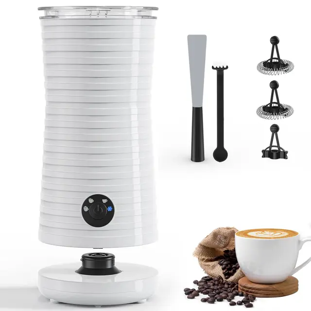 Morpilot Espumador de Leche Eléctrico, Calentador Leche Espumador 4 en 1, Espuma Caliente y Fría, 240ml 400W