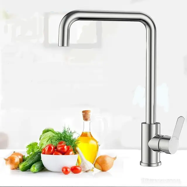 Grifo mezclador para cocina XWIHTR, fregadero de cocina, grifo de agua fría y caliente de acero inoxidable para cocina, giro de 360°, diseño antigoteo, con grifo silencioso para fregadero de verduras